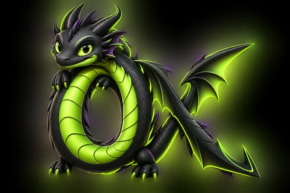 Le dragon noir et vert électrique de 0XSHOP